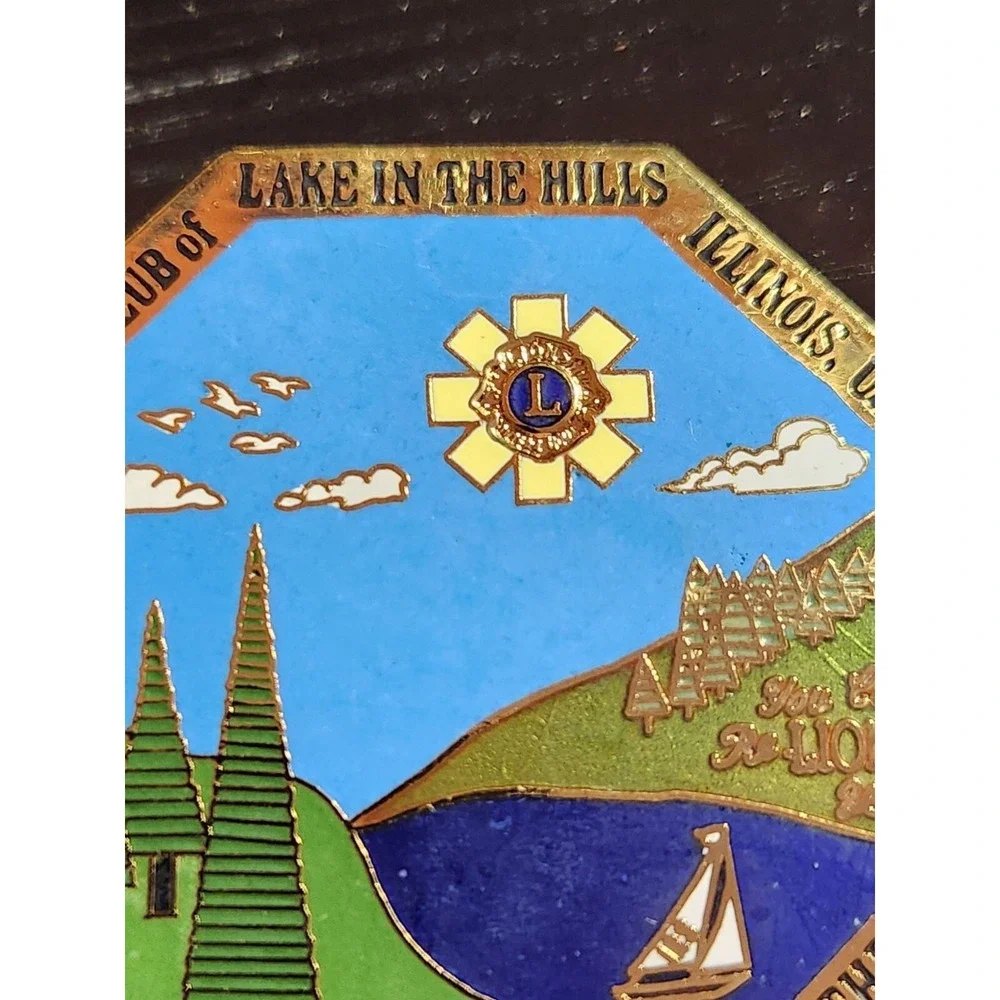 Lions Club Lake In The Hills Illinois USA District 1J Charter 1965 Octagon Pin